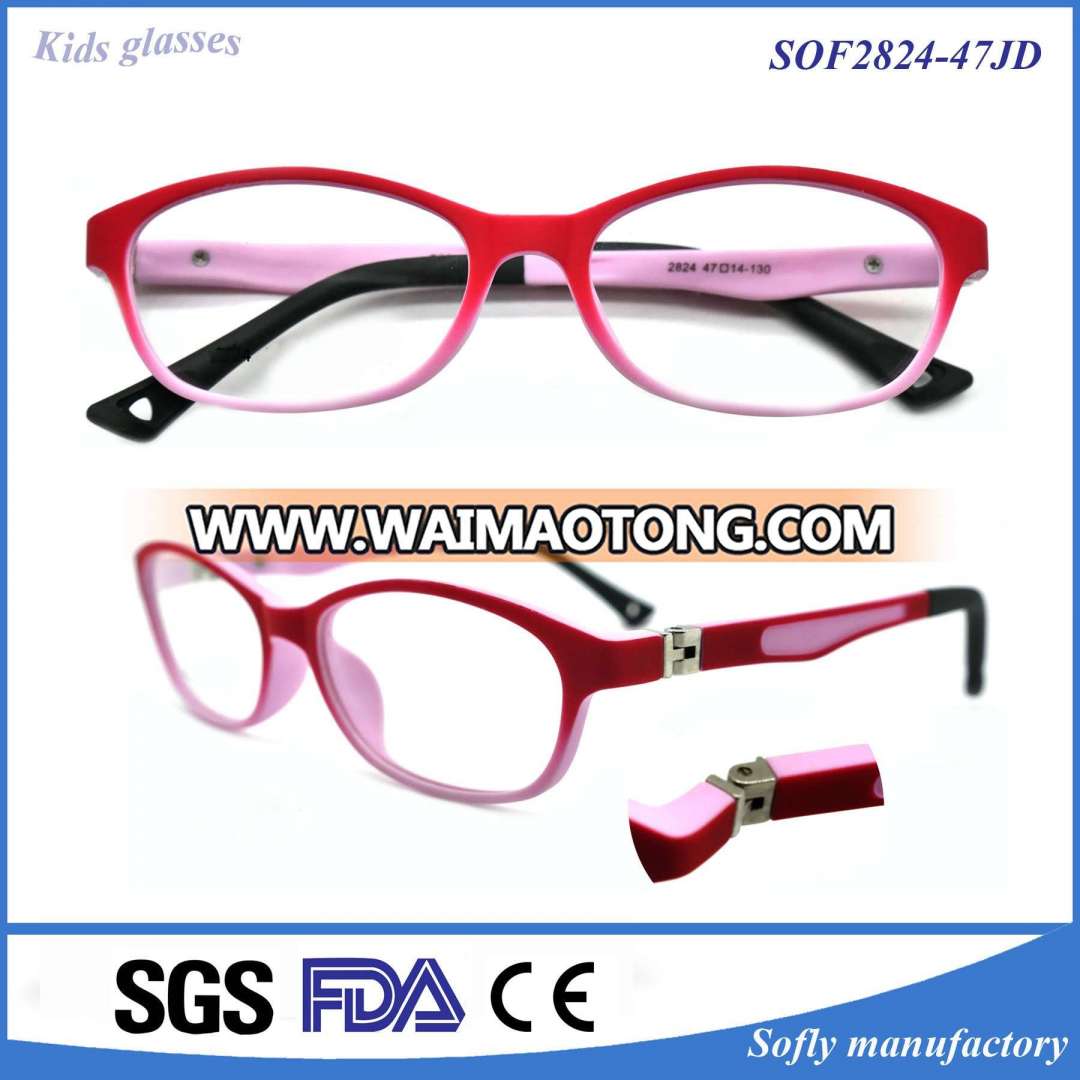 Children′s Full-Rim Rectangle Lens Plain Optical Eyeglasses Frame Without Degree